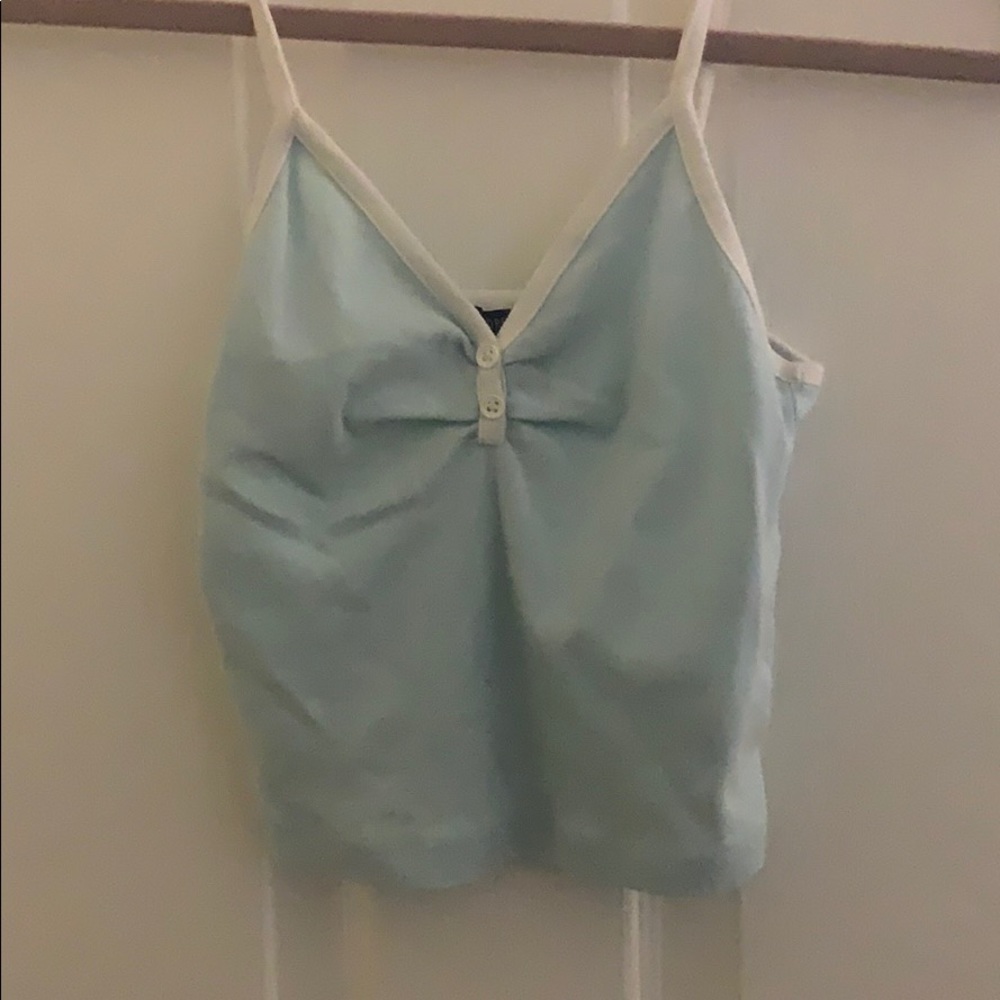 blue and white crop top , tank top